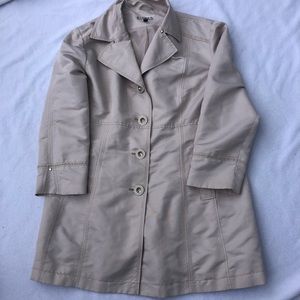 Giacca Trench Coat Khaki Pockets Stitch Details Button Up Lined XL